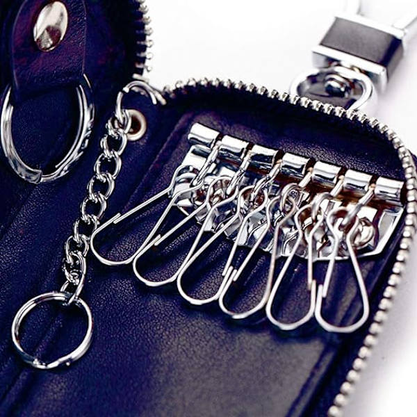 (Royal Blue) Herre Lær Nøgle Etui Ko Læder Lynlås Nøgle Etui-Gener Royal Blue
