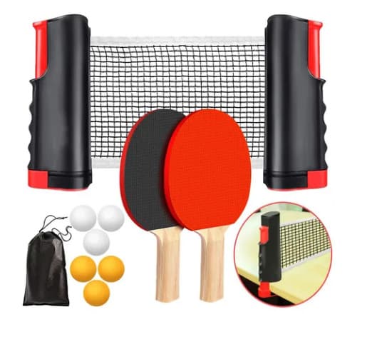 Bärbart Pingis Set | Bordtennis Set med Flexibelt Nät