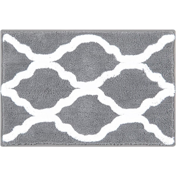 Gray Microfiber Bath Mat, 41X61cm Anti-Slip Antibacterial Rug Mac