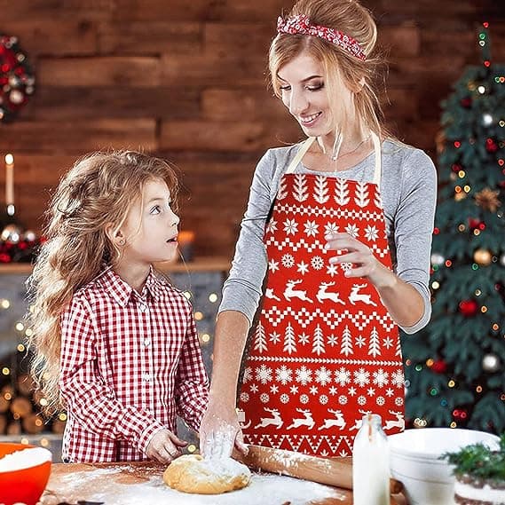 1 st julköksförkläde Rött God Jul Förkläde Nyhet Klassiskt Linneförkläden Justerbar Hals Present Dekoration