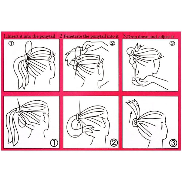 Set med 2 tillbehör, hårstylinghjälpmedel, hårband, svart, för bulle, vridet, twist C