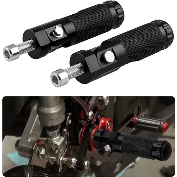 Svarte 2 deler motorsykkel fotpinner, 8 mm skruer for montering av CN