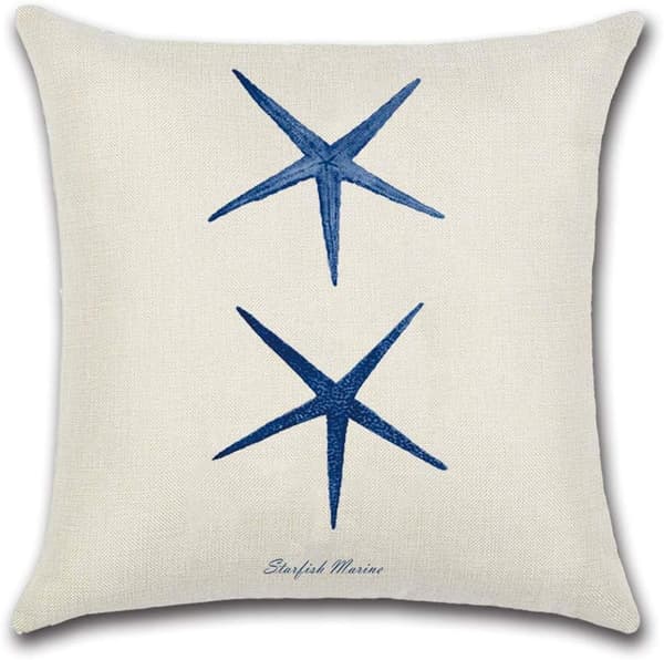 (Blå) Sæt af 4 - Polyester Linen Pudebetræk Bil Pudebetræk til Sofa Seng Hjemmeindretning Sæt, 45 x 45 cm (Stjerne