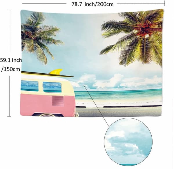 Dekorativ väggbonad för sovrum 200 x 150 cm - Buss Palm Tree Sun