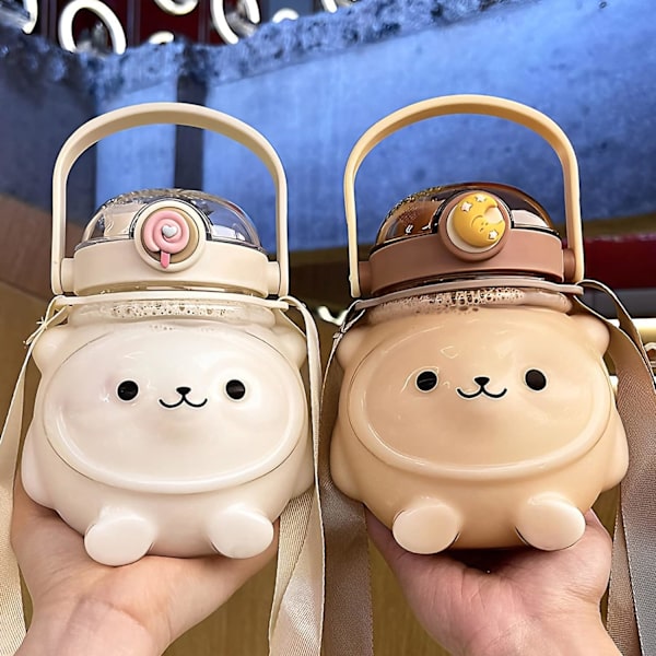 Barnevannflaske Kawaii vannflaske med sugerør 1000ML BP