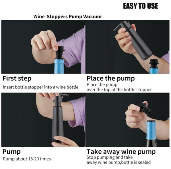 Vakuumpumpe til vin med 10 propper, vinpropper, vinpropper