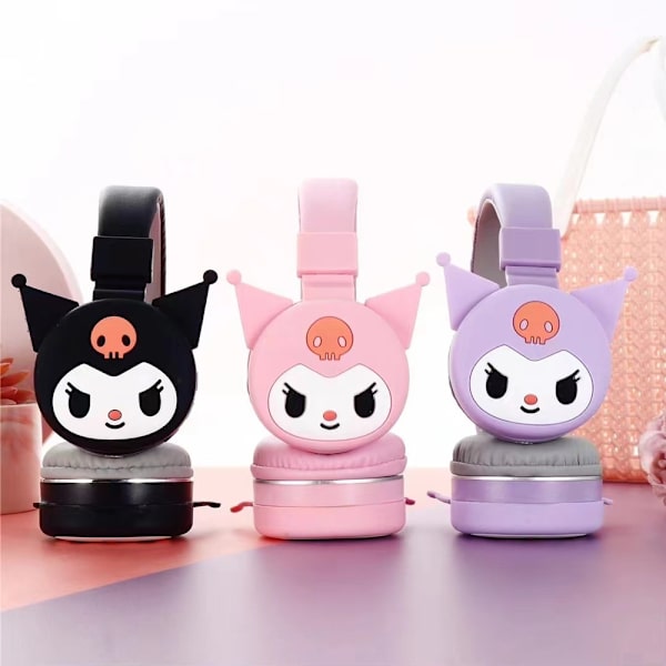 Sööt Sanrio Kuromi -kuulokkeet, lasten sarjakuva-anime Bluetooth -langattomat kuulokkeet, taitettavat pehmeät korvatyynyt A