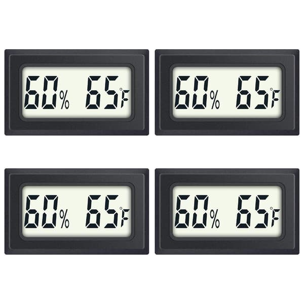 Reptiltermometer 4-pack Mini Digital Luftfuktighet Temperatur Mete