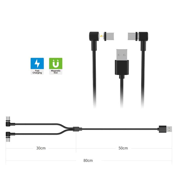 Laddningskabel för PS5, Typ C Snabbladdningskabel för PS5 VR2 för Switch Controller (Svart, 1)