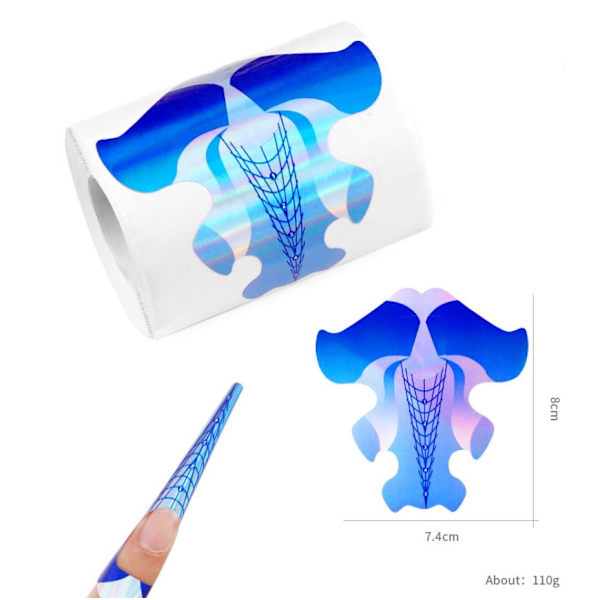100 stk Stiletto neglformer, ekstra lange guide-klistremerker for neglkunstforlengelse, selvklebende profesjonelle