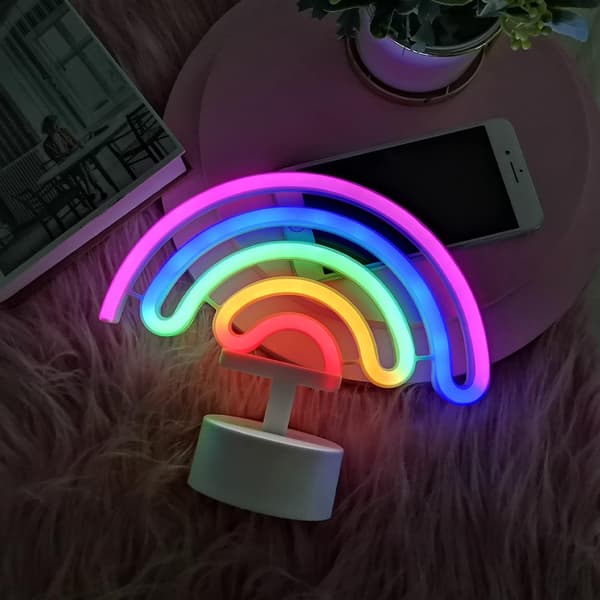 Neonlys til soveværelse - Batteridrevne LED-lysskilt - Regnbue