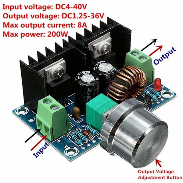 XL4016E1 DC 4-40V till DC 1,25-36V 8A Buck Converter Spänningsregulator