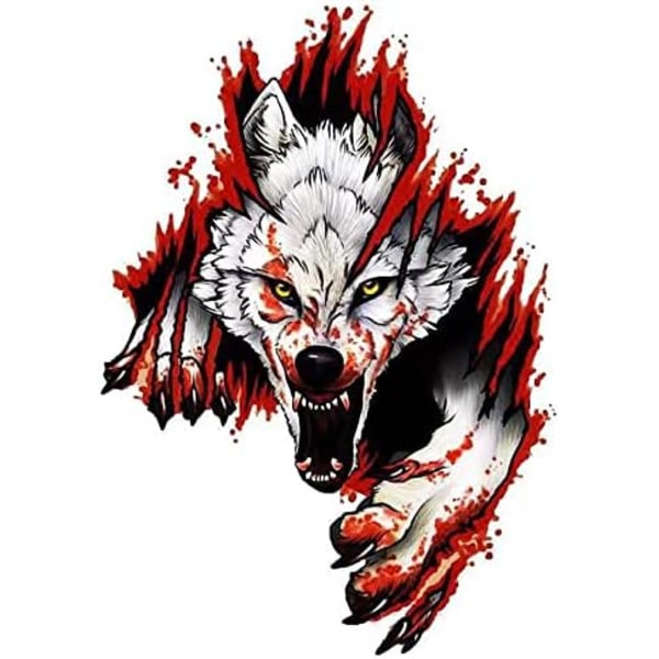 2-pack 3D Varghuvud Dekal Varghuvud PVC Bilsticker Vattentät Varghuvud
