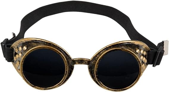 Steampunk-briller, plast, elastisk, mørke linser, justerbar størrelse
