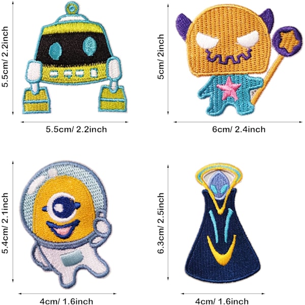 Stryge-på-patches, 12 stk. robot-stryge-på-patch sy-på-patch til Clot F