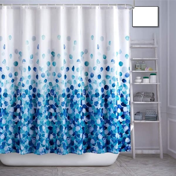 Blå Blomster 180 x 180cm Dusjforheng Polyester Stoff Baderomsgardin Mugg og Mugg Resistent Wi