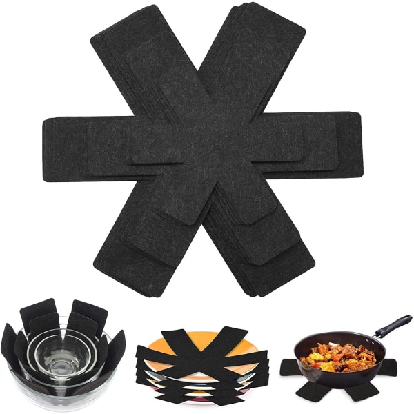 12 stk Black Pot and Pan Protector Stekepannebeskyttelse, Prevent