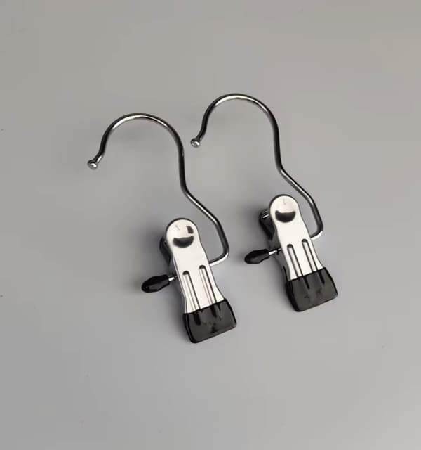 Krog med klips, rustfrit stål, pakke med 10