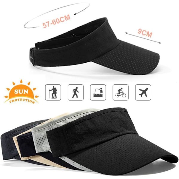 Visor Dame Herre Anti-UV Sol Visir Hurtigtørrende Sport Cap Ultralet
