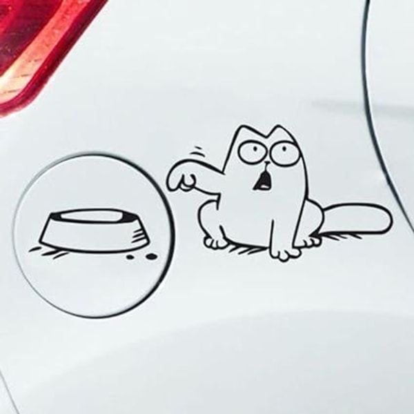Bilklistermärke med katt och skål, flera färger