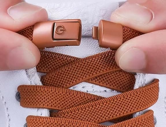 Snørebåndsspænde Lås Elastisk Brun, Snørebånd uden binding brown