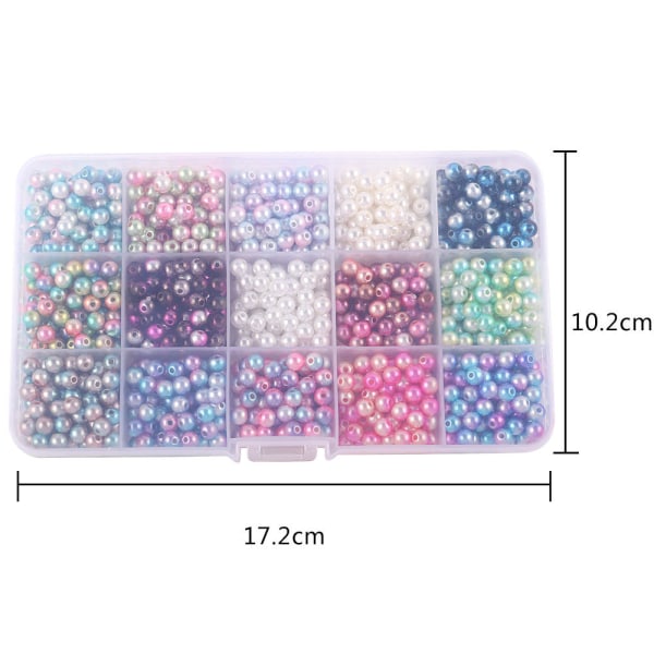 1200 stk 6 mm runde perler imiterte perleperler ABS plastfarge