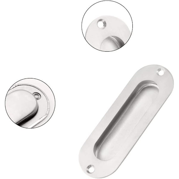 Skyvedør innfelt håndtak 2 stk Oval innfelt trekkhåndtak med S