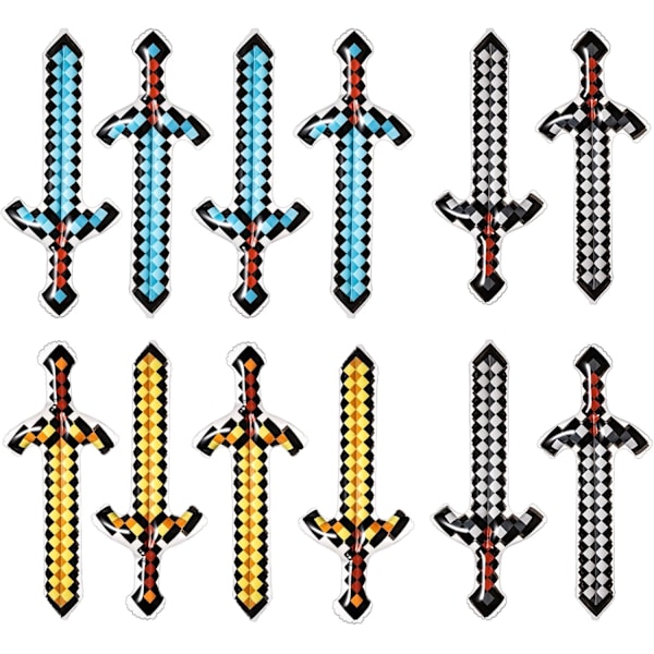 12 st uppblåsbara svärd, Pixel uppblåsbart svärd för barn Uppblåsbart ljussabel svärd leksaker för födelse