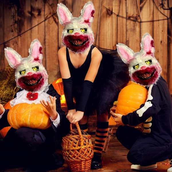 Halloween skræmmende kanin horror maske, Halloween kanin maske, blodig kanin maske Halloween plys cospla