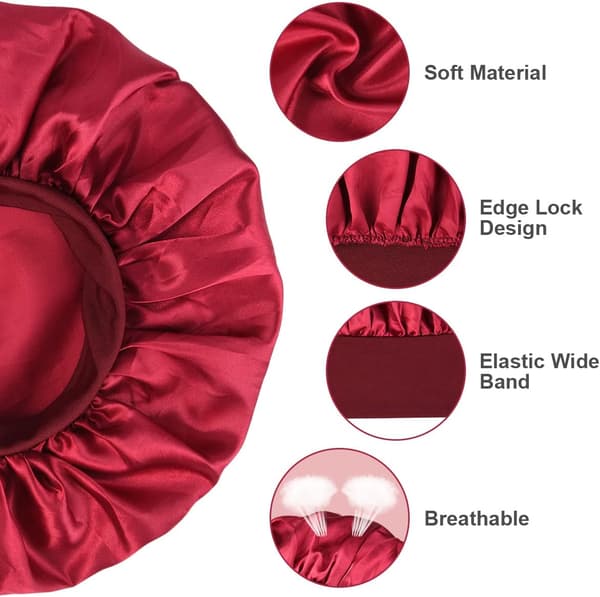 Satin natt hårhätta, 2 stycken elastisk satin natt hätta, Nig