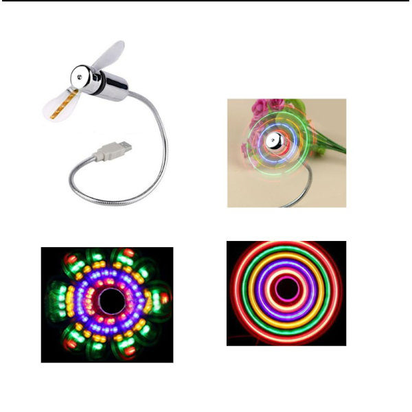 Färgglad LED blinkande ljusfläkt