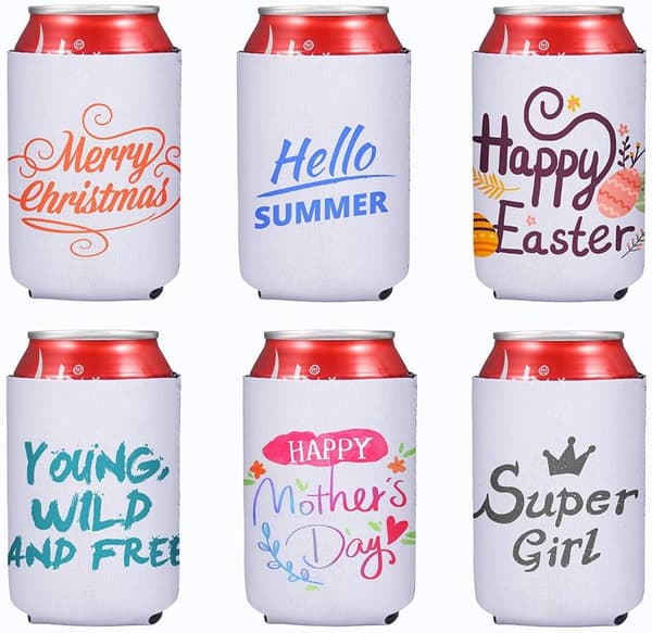 10 x 6 cm, Vit, 12-pack Neoprenburkar Perfekt för DIY