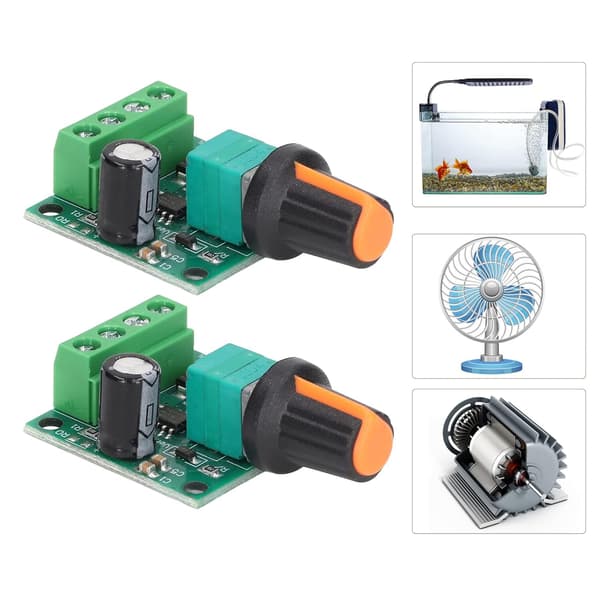 2 stk DC 1.8V‑12V 30W 2A PWM lavspenningsmotorhastighetskontroller