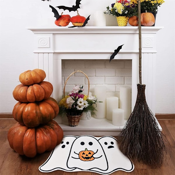 Halloween Antiskli Velkommensdørmatte (50*80cm), Morsom Spøkelse, Gresskar Design for Kjøkkengulv De