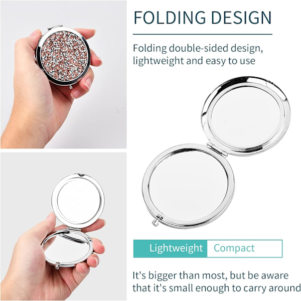 Mini Rundt Lommespeil, 7,5 cm Foldbart Kompakt Speil, 1X, 2X