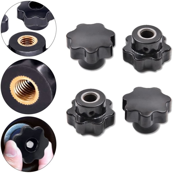 Female Thread Tightening Knob, Star Shaped Black Plastic Handle,