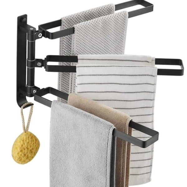 Håndklædestativ til badeværelset 3 stænger 180° roterende håndklæde i rustfrit stål Dr