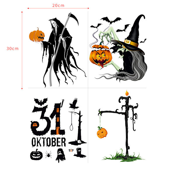 Klistremerke Halloween Dekorasjon Dekor DIY Vindusklistremerker Glass Vinyl Dør Gresskar Edderkopp Flaggermus Vegg