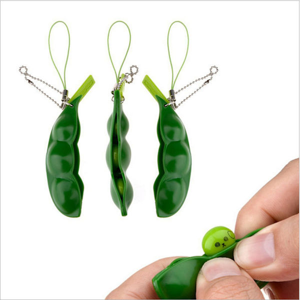 Nyckelring, 3-pack Crush Keychain Squeeze Bean Squishy Sojaböna för K J