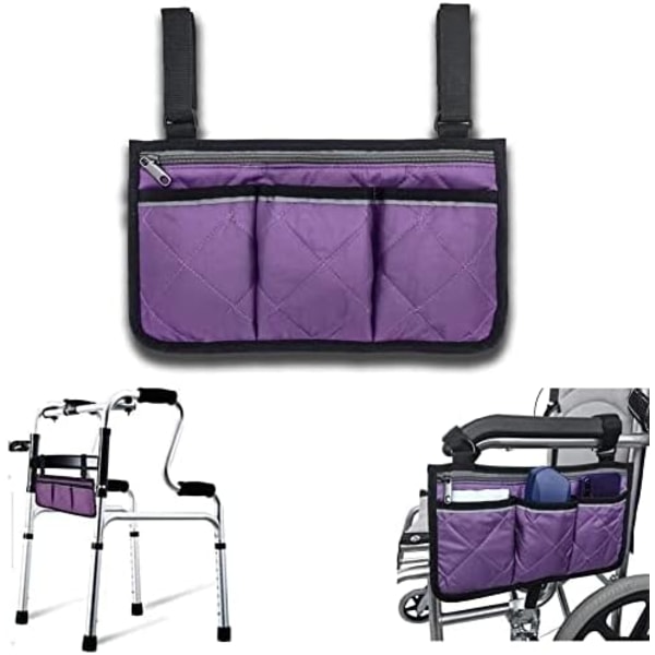 Tillbehör för rullstolsarmstöd, sidoväskor att hänga på sidan (lila