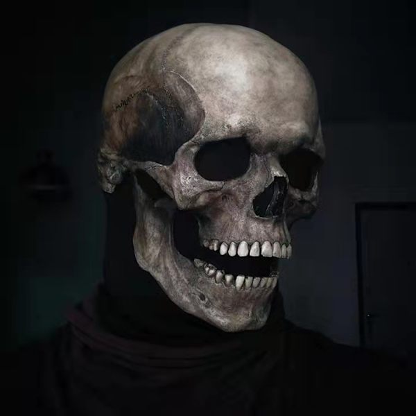 Pelottava Halloween-kallo naamio Koko pää Pelottava Realistinen Naamio Liikuteltavalla Leualla Aikuisille Lapsille Cosplay P