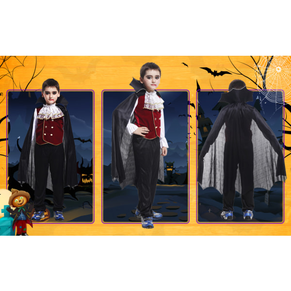 Størrelse: M Gutter Vampyr Kostyme Halloween Cosplay Kostyme Grev Barn