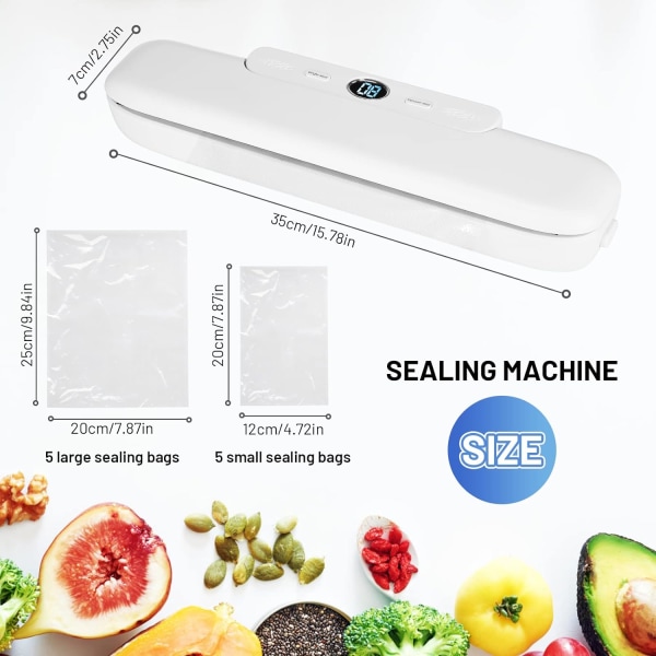 Food Vacuum Machine, Automatisk Vacuum Sealer med 10 påsar, Portab