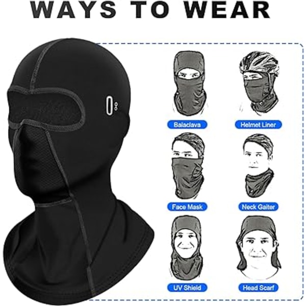 (Svart) Balaclava Dam Herr, Multifunktionell Mask för Kallt Väder O A