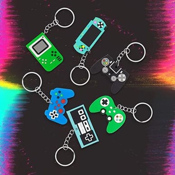 (blå) 2 stk. Gamepad nøglering Assorterede modeller Silikon nøgleringe Brugt til børnedag gavepose bilnøgleringe A