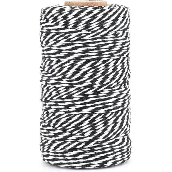 Sort og hvid 2mm 100m macrame reb, bomuldsreb, macrame naturreb til bagning, cooki