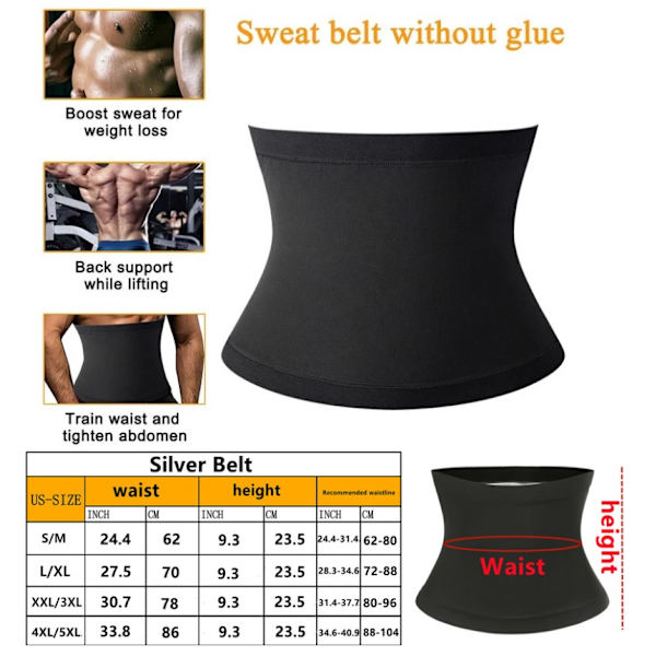 Storlek L/XL Män Mage Tränare Midja Slankande Bälte Shaper Viktkontroll Mage Korsett Buk Trimmer B