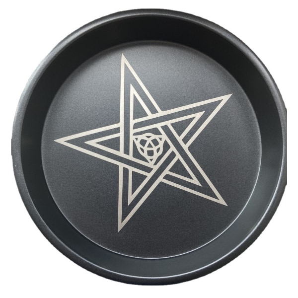 Pentagram och Triple Moon Altar Ritual Burning Candle Hold Plate Bowl - D