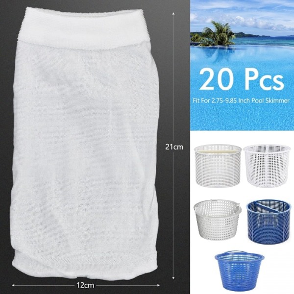 20 stk. blå poolskimmer sokker, poolfilter sokker, swimmingpool affaldsfilter