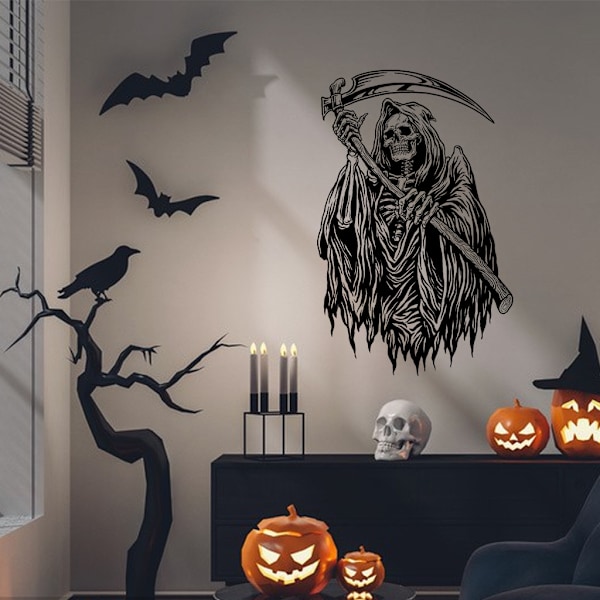Uudet Halloween-ikkunatarrat, suuret pelottavat demonitarrat Halloween-juhlan koristeluun, veriset kädet ja